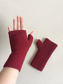 Rukavice - Dámske bezprstové rukavice / viac farieb (Bordová) - 13258222_