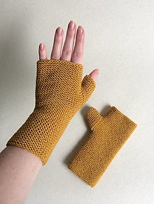 Rukavice - Dámske bezprstové rukavice / viac farieb (Horčicová) - 13258240_