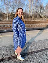 Šaty - Modro-modré kostkované košilové šaty - 13257636_