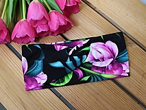 Čiapky, čelenky, klobúky - Prekrížená úpletová čelenka tulipány fialové (Čelenka) - 13260072_