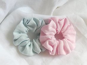 Ozdoby do vlasov - Scrunchie  ľanové , pastelové - 13262637_