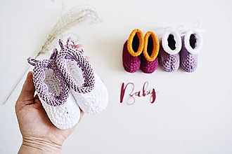 Detské topánky - Bavlnené papučky so šnúrkami pre bábätko  (biela - 3 až 6 mes.) - 13261726_