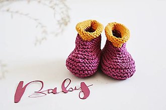 Detské topánky - Bavlnené papučky so šnúrkami pre bábätko  (fuksiová - 6 až 12 mes.) - 13261767_