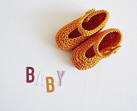 Detské topánky - Bavlnené balerínky pre bábätko  (oranžová - 6 až 12 mes.) - 13261885_