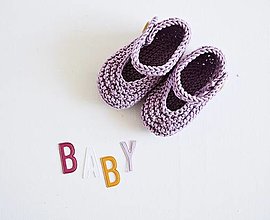 Detské topánky - Bavlnené balerínky pre bábätko  (fialová - 3 až 6 mes.) - 13261891_