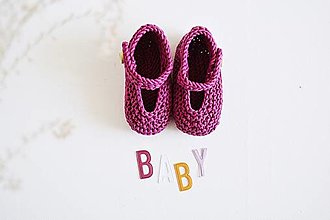 Detské topánky - Bavlnené balerínky pre bábätko  (fuksiová - 3 až 6 mes.) - 13261904_