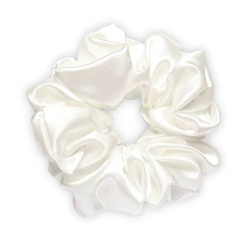  - Saténová scrunchie | MAXI (Biela) - 13260572_