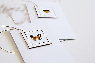 Papiernictvo - Svadobný pozdrav - srdce/motýľ - 13263930_