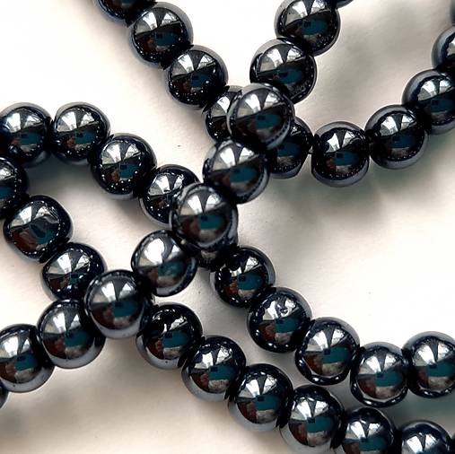 Sklenené korálky Bubble Beads AB™  (4mm-čierna hematit-1ks)