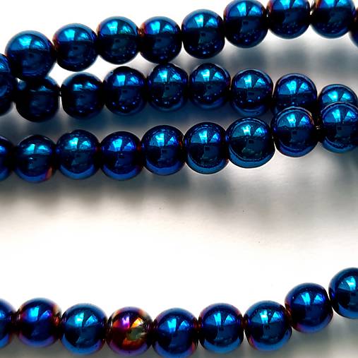 Sklenené korálky Bubble Beads AB™  (4mm-tm.modrá-1ks)