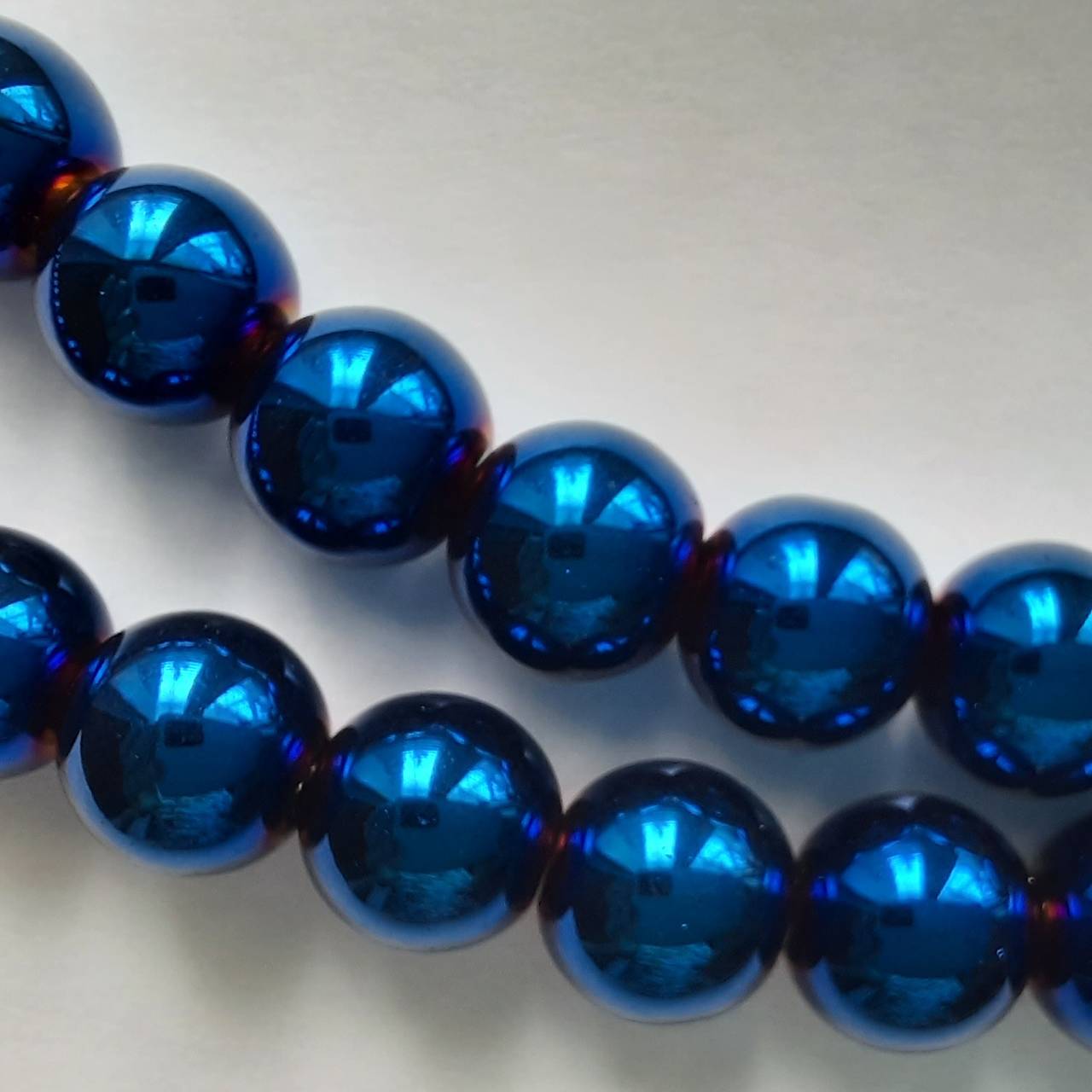 Sklenené korálky Bubble Beads AB™  (10mm-tm.modrá-1ks)