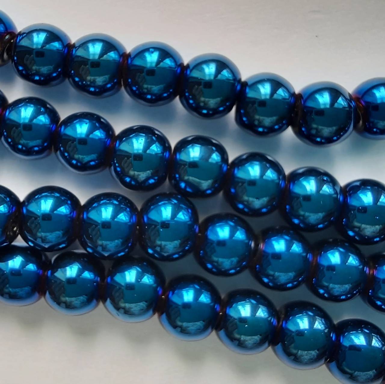 Sklenené korálky Bubble Beads AB™  (6mm-tm.modrá-1ks)