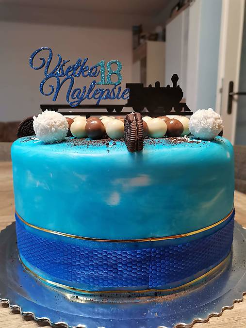 Dekorácie - Zápich na tortu Všetko najlepšie vlak  (Fialová) - 13264529_