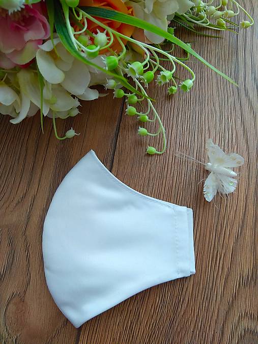 Rúška - Svadobne rúško NEVESTA (Biele hladke satén) - 13269720_