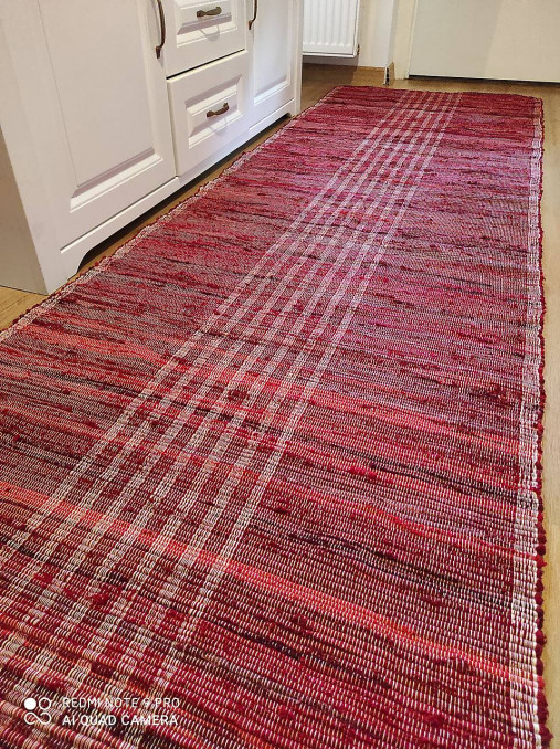 Ručne tkaný koberec, 70 x 400, mix bordó