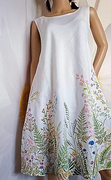 Šaty - Maľované ľanové šaty " Lúčne II. "  - 13273026_