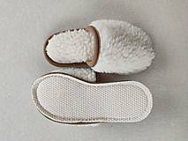 Ponožky, pančuchy, obuv - VLNIENKA teplé papuče na zimu 100% ovčia vlna MERINO BARANČEK hnedá lemovka - 13273538_