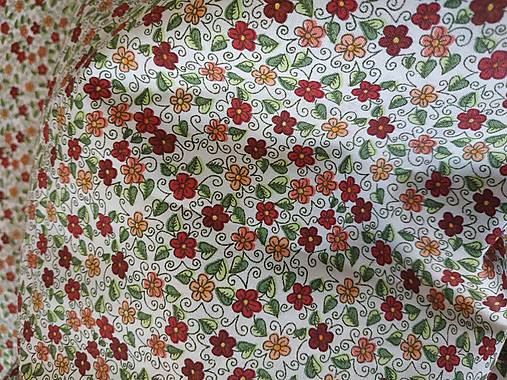 Textil - Bavlnené látky s kvetinovým vzorom (pomarančovo-červené kvietky) - 13274027_