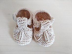 Detské topánky - Pletené sandálky (béžová) - 13272126_