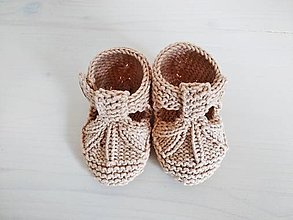 Detské topánky - Pletené sandálky (škoricová) - 13272131_