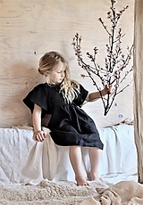Detské oblečenie - JOHANKA ľanové šaty BLACK - 13277889_