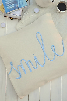 Úžitkový textil - bavlnený poťah, modrý smile - 13280409_