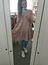 Šaty - Dámske riasené ľanové šaty - Stehlík  (prašná ružová) - 13281146_