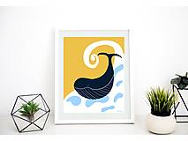 Grafika - Šťastná Veľryba - print A4 - 13276695_