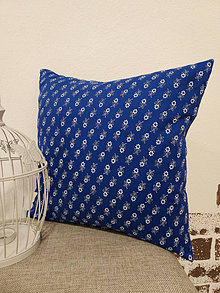 Úžitkový textil - Obliečka na vankúš s ľudovým motívom (Modrá) - 13284608_