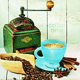Papier - S806 - Servítky - káva, mlynček, škorica, badyán, vintage - 13282807_