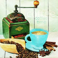 Papier - S806 - Servítky - káva, mlynček, škorica, badyán, vintage - 13282807_