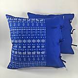 Úžitkový textil - Modré bavlnené obliečky na vankúš Čičmany - 13285233_