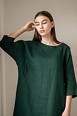 Šaty - Ľanové šaty Kimono Verde - 13285461_