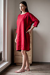 Kimoná - Ľanové šaty Kimono Verde (M) - 13285480_