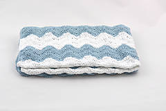 Detský textil - VÝPREDAJ! Bledomodro-biela detská deka BAVLNA - 13283975_