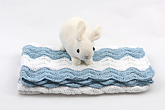 Detský textil - VÝPREDAJ! Bledomodro-biela detská deka BAVLNA - 13283977_