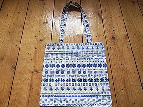 Nákupné tašky - Ľahká nákupná bavlnená eko-taška s dlhými rúčkami - čičmany - 13284479_