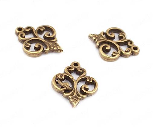 Komponenty - Prívesok ozdobný 13 x 16 mm, 1 ks (bronz) - 13282175_