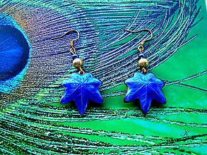 Náušnice - Náušnice cloisonné listy javorové barvy modré - 13284716_