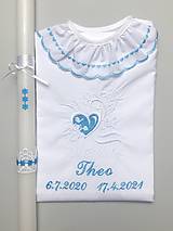 Detské oblečenie - K12 - Košieľka na krst + Sviečka na krst kvietky - iná modrá - 13282383_