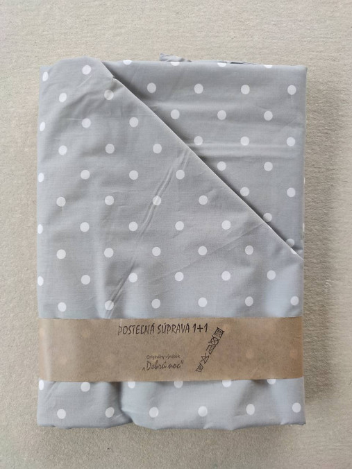 Úžitkový textil - Posteľné obliečky LUX 140 x 200/ 70 x 90 cm Bodka šedá - 13288204_
