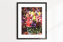 Obrazy - Akvarelový obraz "Ruže a tulipány" - 13287010_