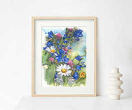 Grafika - Fine Art Print "Lúčne kvety" - 13287308_