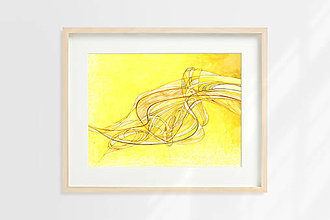 Obrazy - Abstraktný akvarelový obraz "Žlté línie" - 13289911_