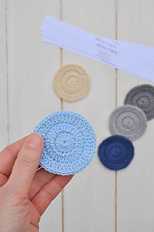 Úžitkový textil - ekologické odličovacie tampóny, 5kusov, rôzne farebné kombinácie (Modrá) - 13289536_