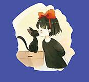 Galantéria - Nažehľovačka dievčatko s mačičkou - 13289999_