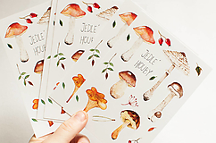 Papier - Pohľadnica s nálepkami "jedlé huby" - 13287867_