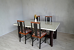 Nábytok - Polorecy jedálenský stôl + 4 recy stoličky - 13288919_