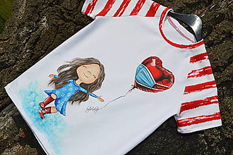 Topy, tričká, tielka - Maľované tričko dievča s balónom - 13288041_