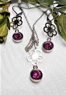 Sady šperkov - Chirurgická oceľ- brúsené sklo (Fuchsia) - 13291287_